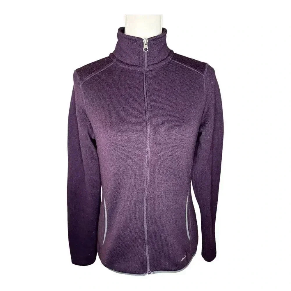 Eddie Bauer Women’s Small Purple Full Zip Knit‎ Fleece Lined Jacket Sweatshirt